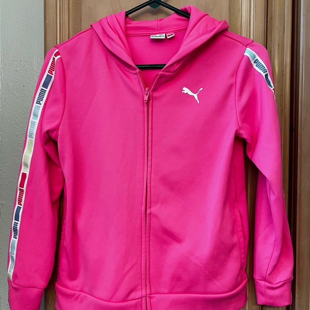PUMA Kids Bright Pink Zip-Up Hoodie